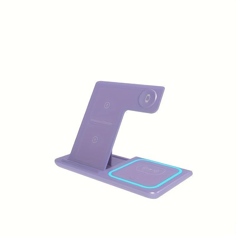 3in 1 Fast Charging Station, Folding Wireless Charger Stand for iPhone 16, 15, 14,13,12,11/Pro/Max/Mini/Plus, X, XR, XS/Max, SE, 8/Plus, for Apple Watch 1-9, for Airpods 3/2/Pro, TIMESS