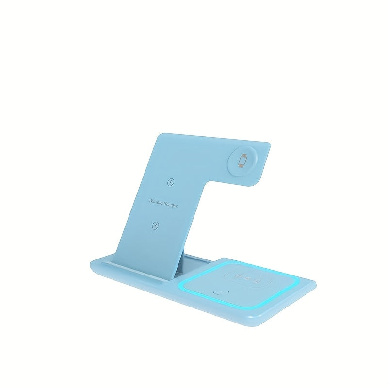 3in 1 Fast Charging Station, Folding Wireless Charger Stand for iPhone 16, 15, 14,13,12,11/Pro/Max/Mini/Plus, X, XR, XS/Max, SE, 8/Plus, for Apple Watch 1-9, for Airpods 3/2/Pro, TIMESS
