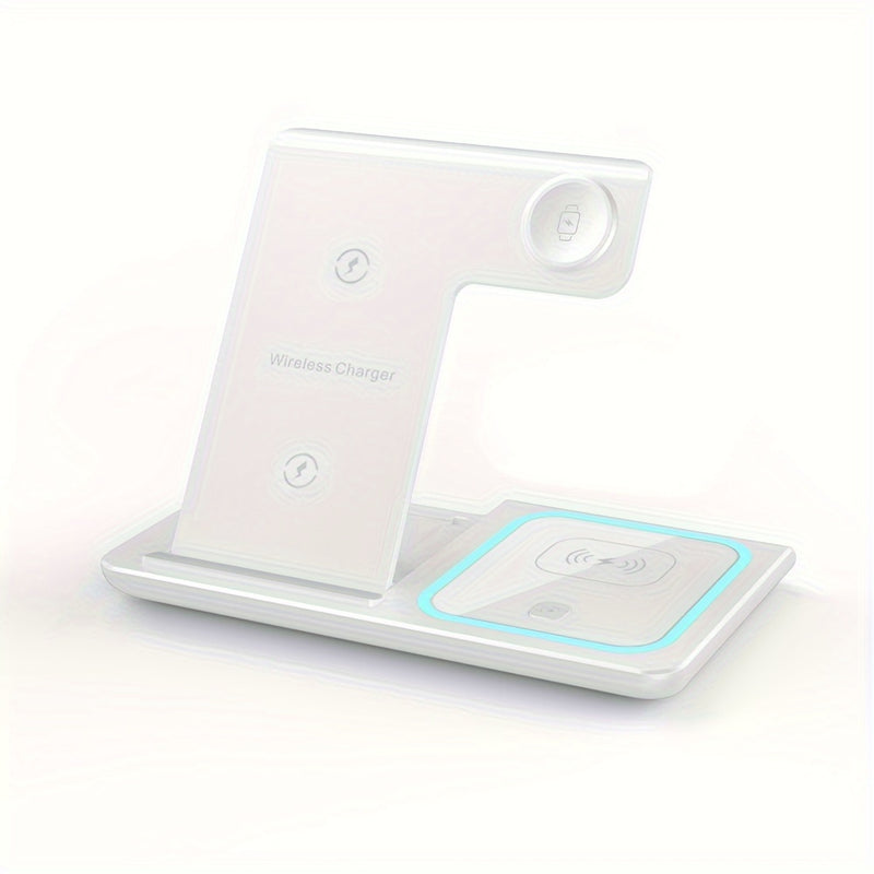 3in 1 Fast Charging Station, Folding Wireless Charger Stand for iPhone 16, 15, 14,13,12,11/Pro/Max/Mini/Plus, X, XR, XS/Max, SE, 8/Plus, for Apple Watch 1-9, for Airpods 3/2/Pro, TIMESS